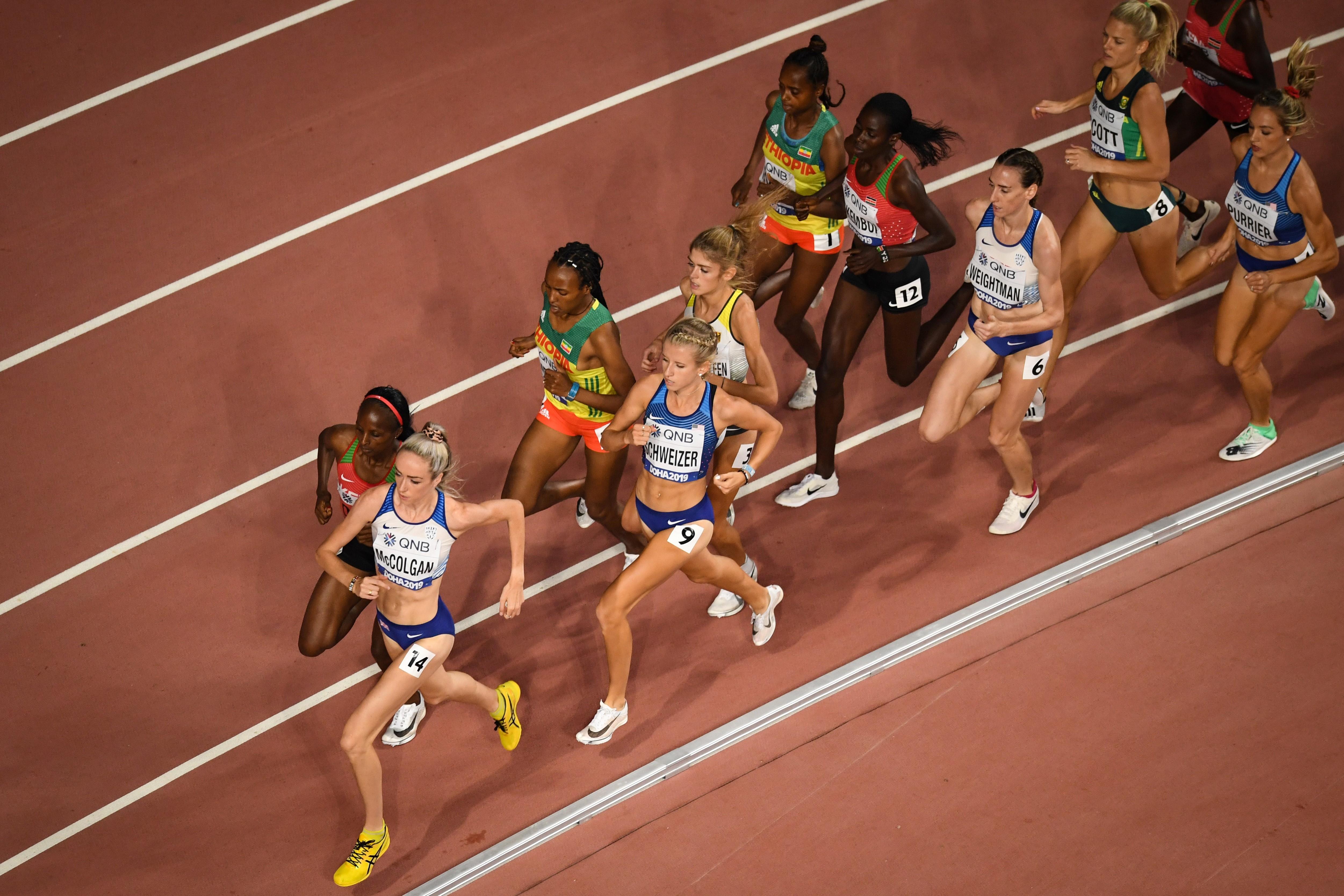 Athletes in action in the women's 5000m at the World Championships (AFP / Getty Images)