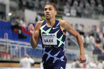 Elliot Giles wins the 800m at the World Athletics Indoor Tour meeting in Torun (Jean-Pierre Durand)