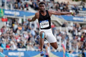 Hugues-Fabrice Zango in the triple jump at the Meeting de Paris (AFP / Getty Images)