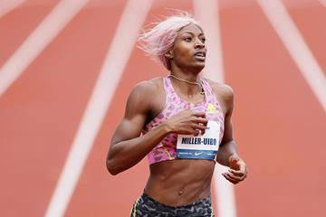 Shaunae Miller-Uibo wins the 400m at the USATF Grand Prix in Eugene (Getty Images)