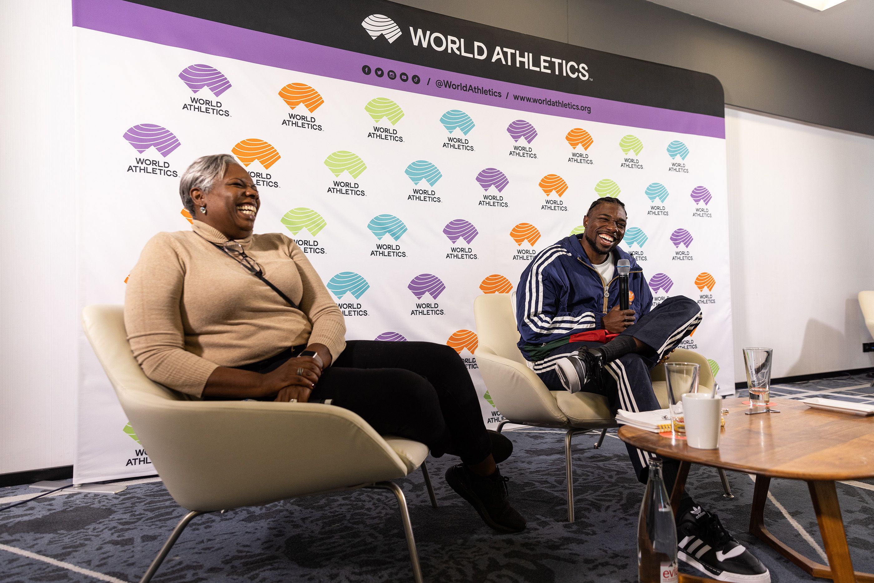 Noah Lyles and his mother, Keisha Caine, in Monaco