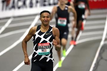 Donavan Brazier on his way to winning the 800m at the New Balance Indoor Grand Prix (Getty Images)