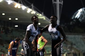 Peter Bol and Joseph Deng after the 800m in Sydney (Getty Images)